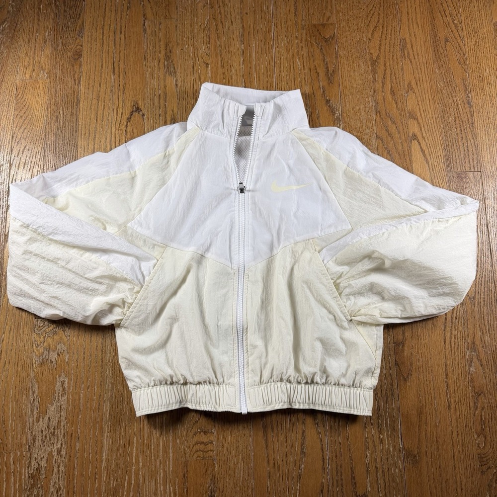 Nike NSW Woven Track Jacket Girls Large Coconut Spring Lightweight Full Zip